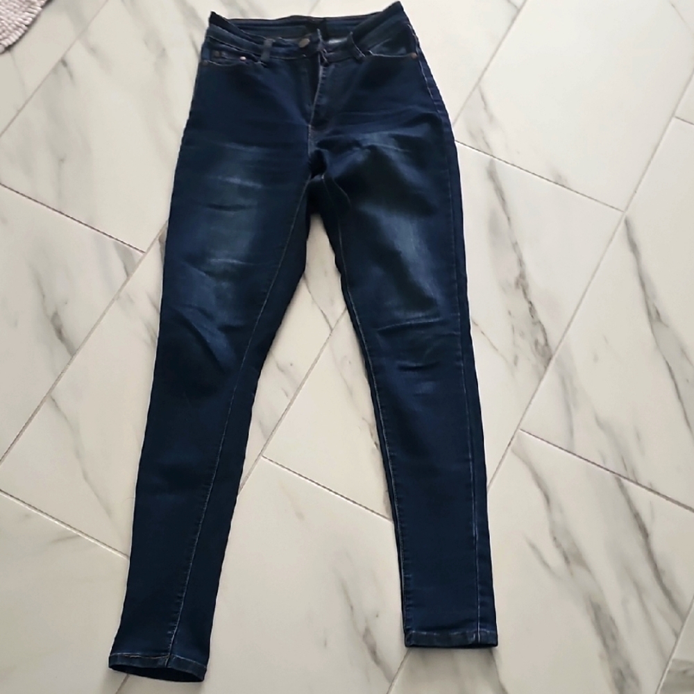 Dark Blue Skinny Jeans ~high waisted  with lots of stretch